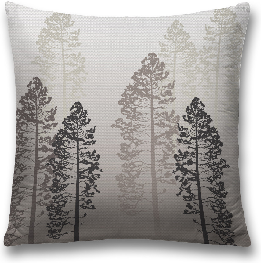 Наволочка декоративная «Деревья в тумане» | JoyArty