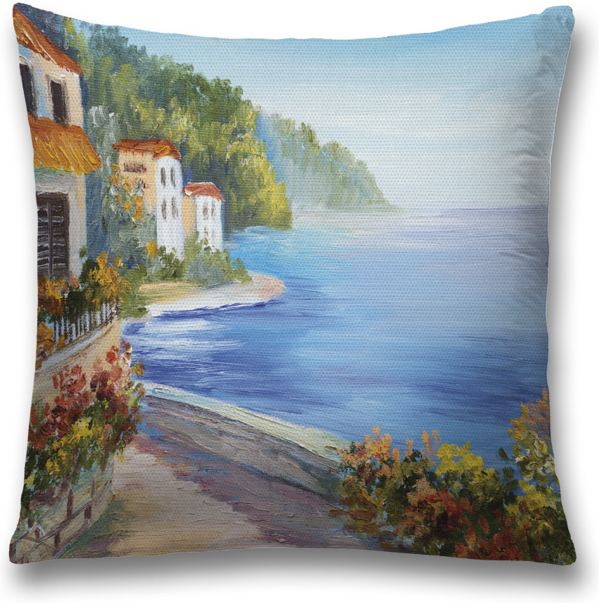 Наволочка декоративная «Дорога над морем» | JoyArty