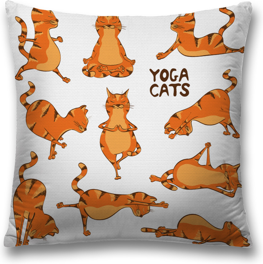 Наволочка декоративная «Йога и кот» | JoyArty