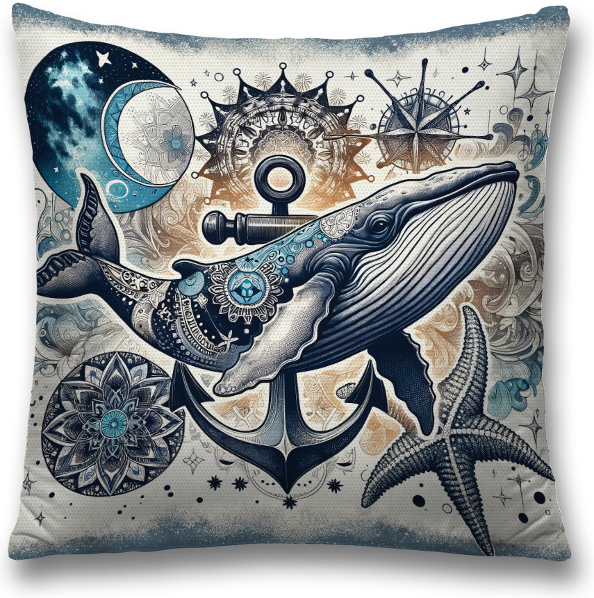 Наволочка декоративная «Кит с узорами» | JoyArty