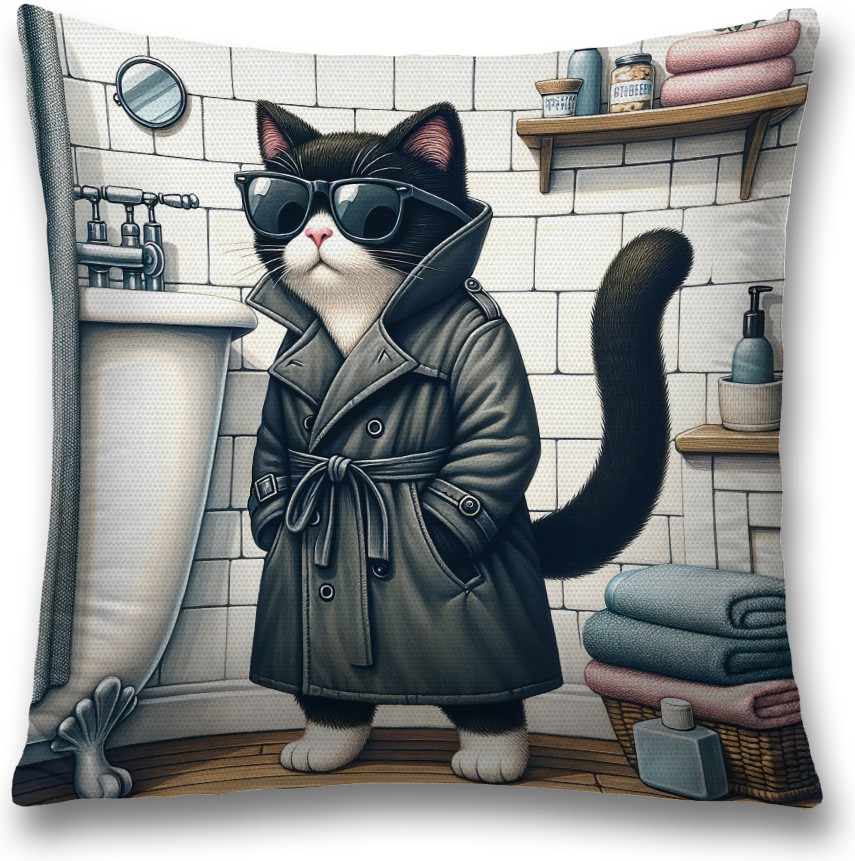Наволочка декоративная «Кот-бандит» | JoyArty