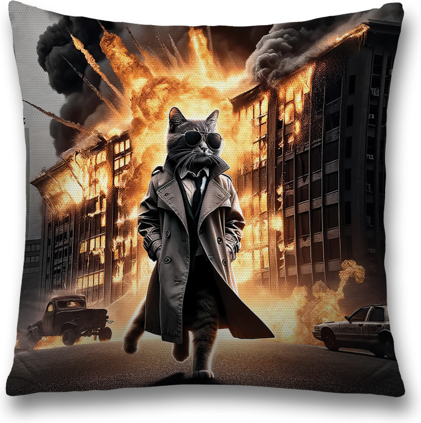 Наволочка декоративная «Кот-спецагент» | JoyArty