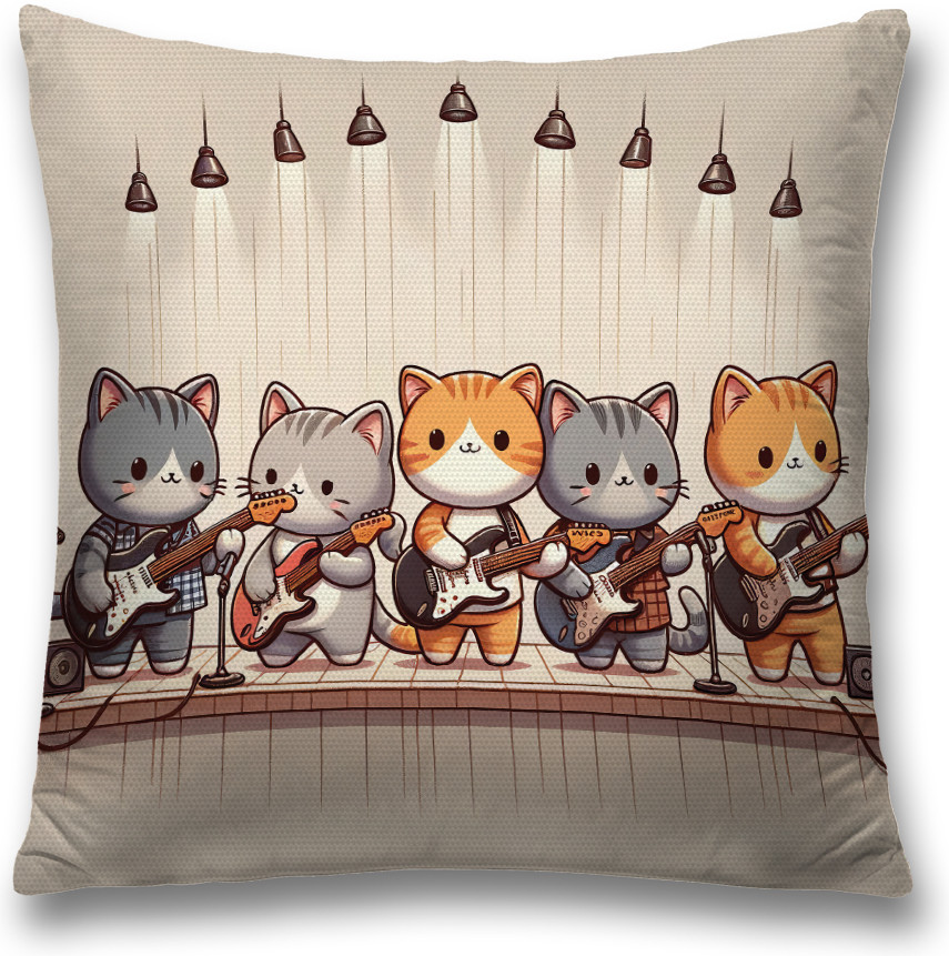 Наволочка декоративная «Коты музыканты» | JoyArty