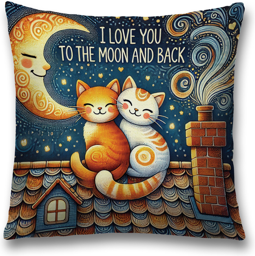 Наволочка декоративная «Коты на крыше» | JoyArty