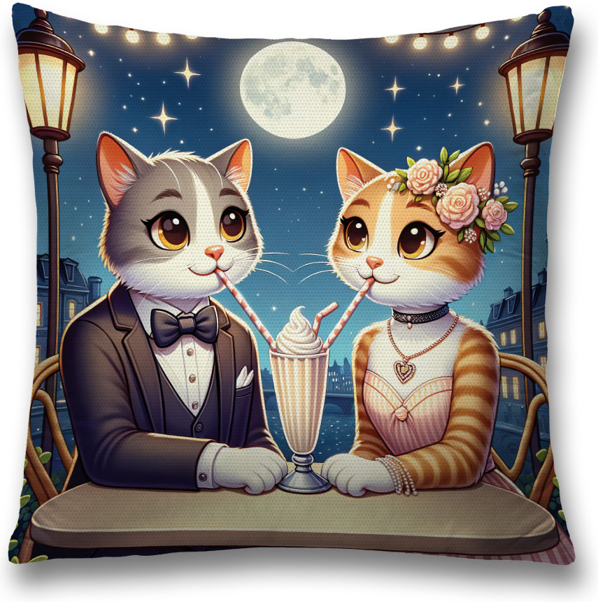 Наволочка декоративная «Кошачья романтика» | JoyArty