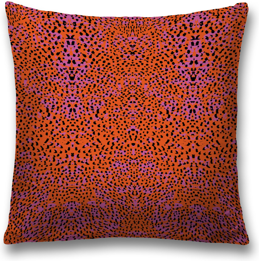 Наволочка декоративная «Красно-розовый леопард» | JoyArty