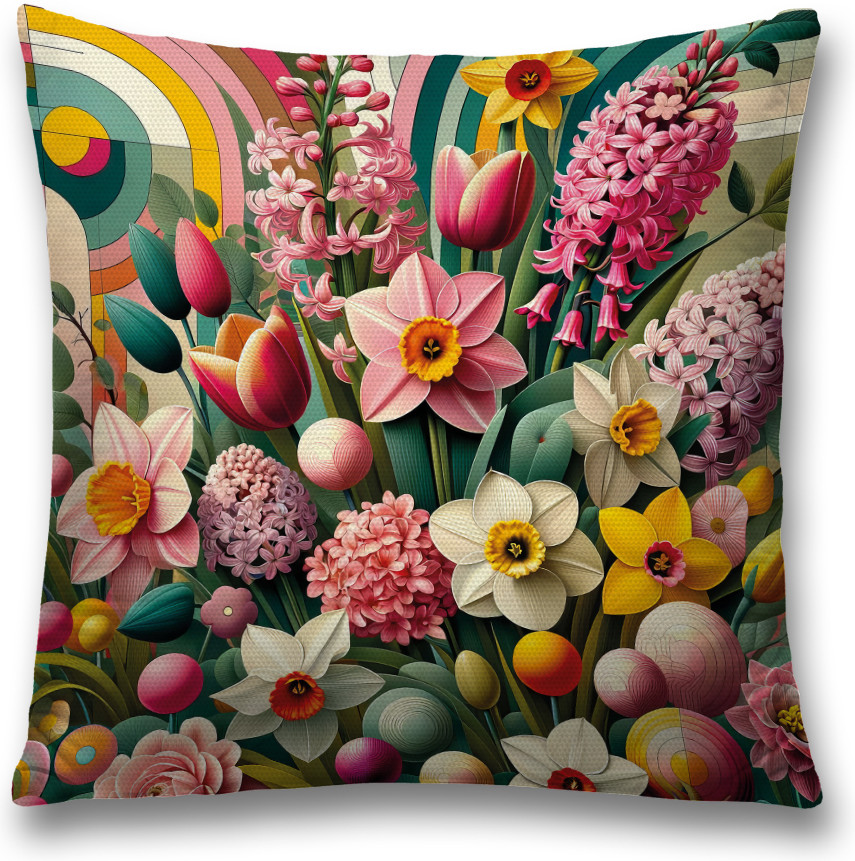 Наволочка декоративная «Красочные цветы» | JoyArty