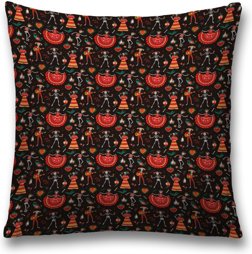 Наволочка декоративная «Мексиканские скелеты» | JoyArty