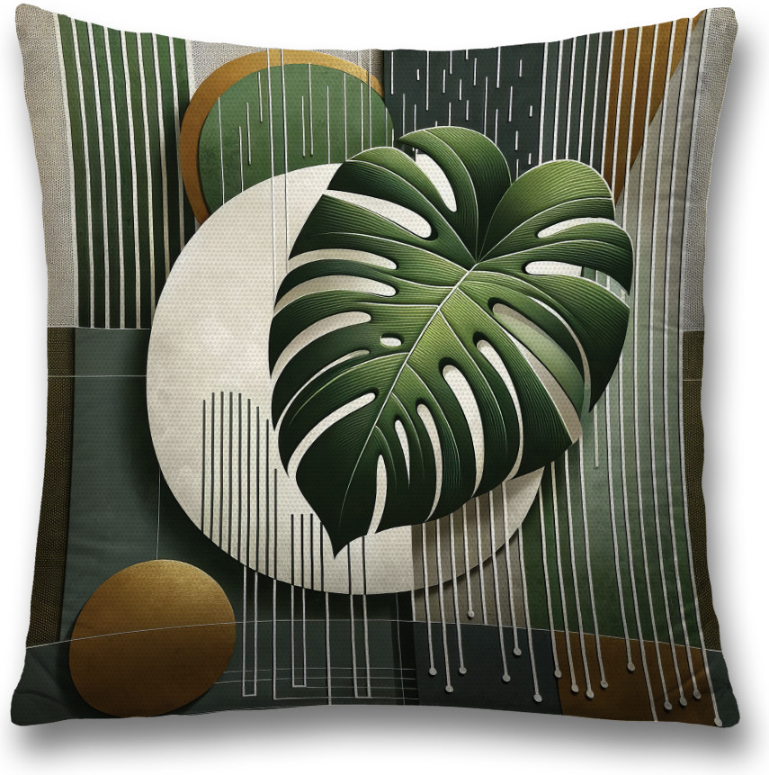 Наволочка декоративная «Монстера в абстракции» | JoyArty