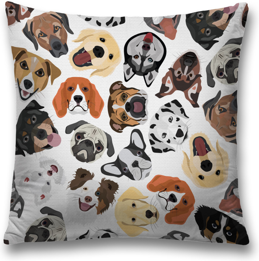 Наволочка декоративная «Мордочки собак» | JoyArty