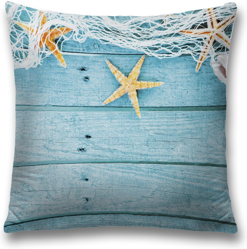 Наволочка декоративная «Морские звезды в сетях» | JoyArty