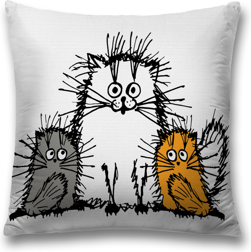 Наволочка декоративная «Мохнатые коты» | JoyArty