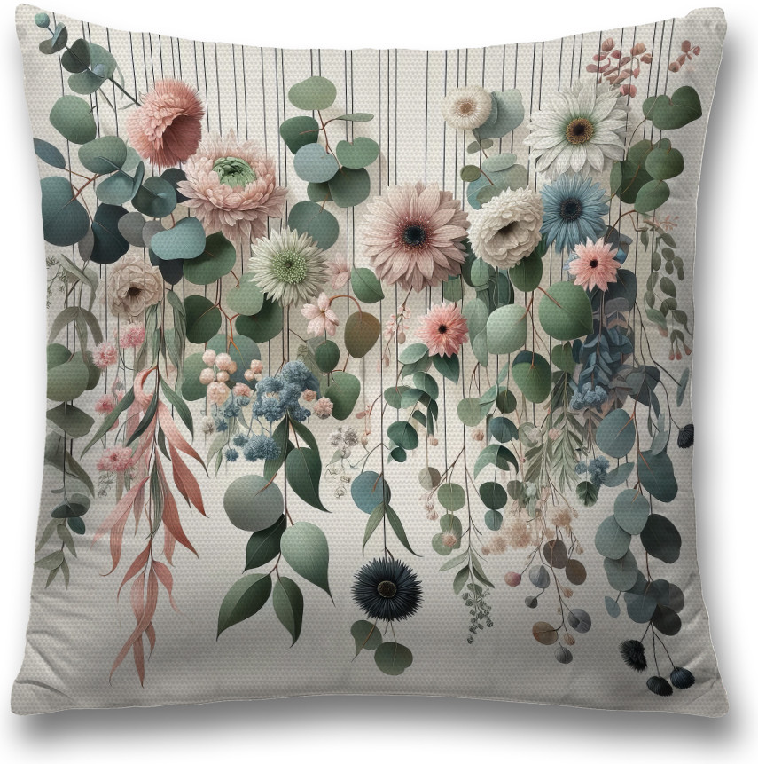 Наволочка декоративная «Нежные цветы и эвкалипт» | JoyArty