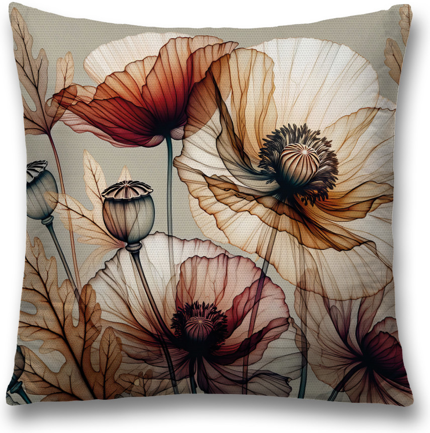 Наволочка декоративная «Пастельные маки» | JoyArty