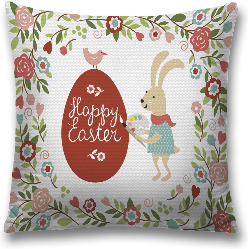 Наволочка декоративная «Пасхальный зайка-художник» | JoyArty