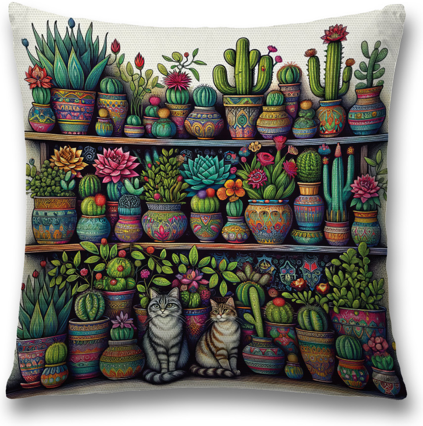 Наволочка декоративная «Полка с цветами» | JoyArty