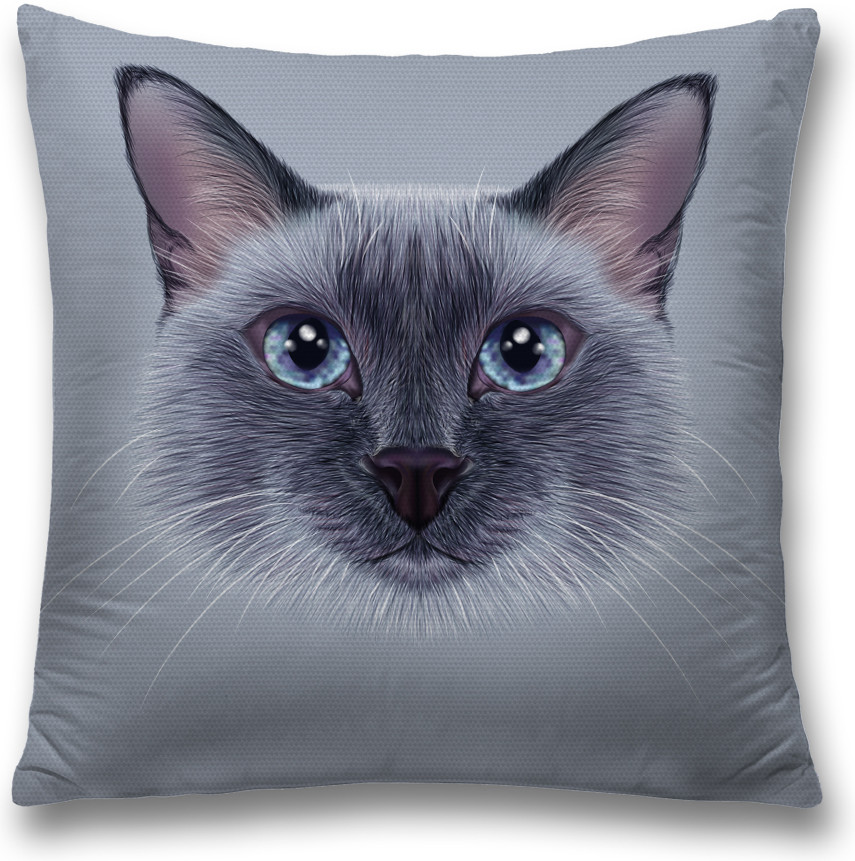 Наволочка декоративная «Серая кошка» | JoyArty