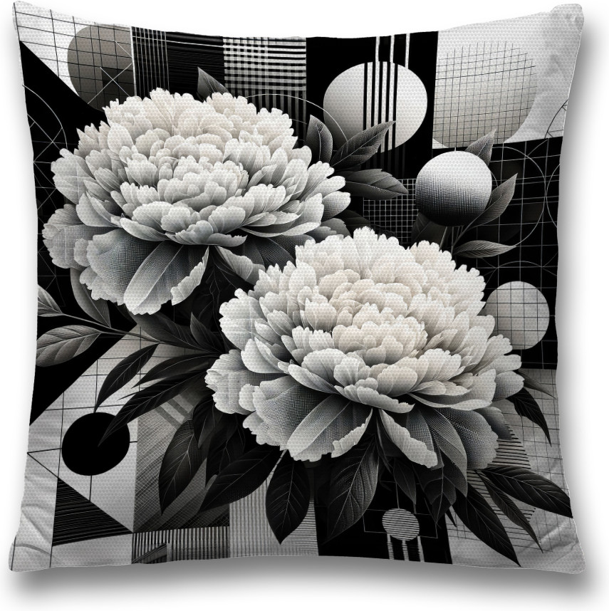 Наволочка декоративная «Серые пионы» | JoyArty