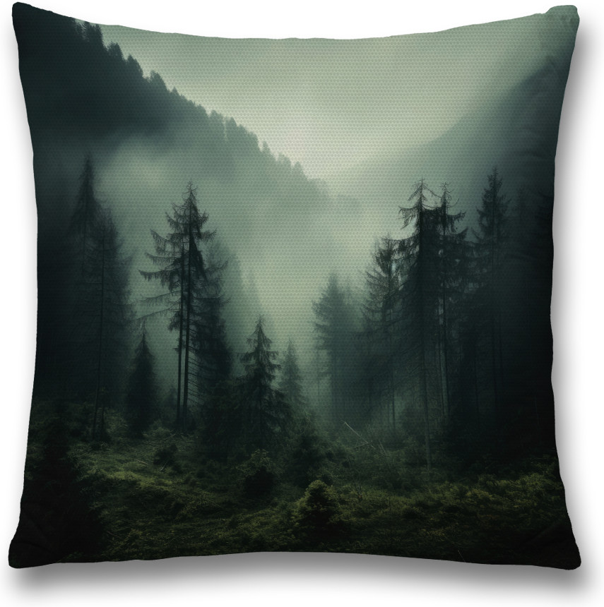 Наволочка декоративная «Туман в лесу» | JoyArty