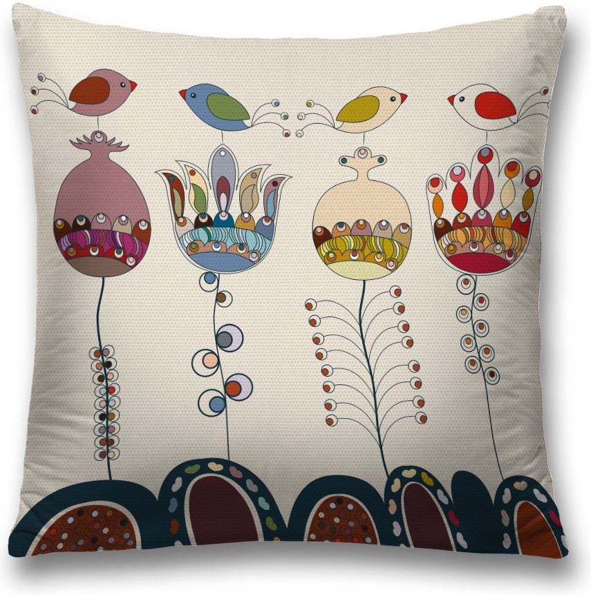 Наволочка декоративная «Щебетание птичек» | JoyArty