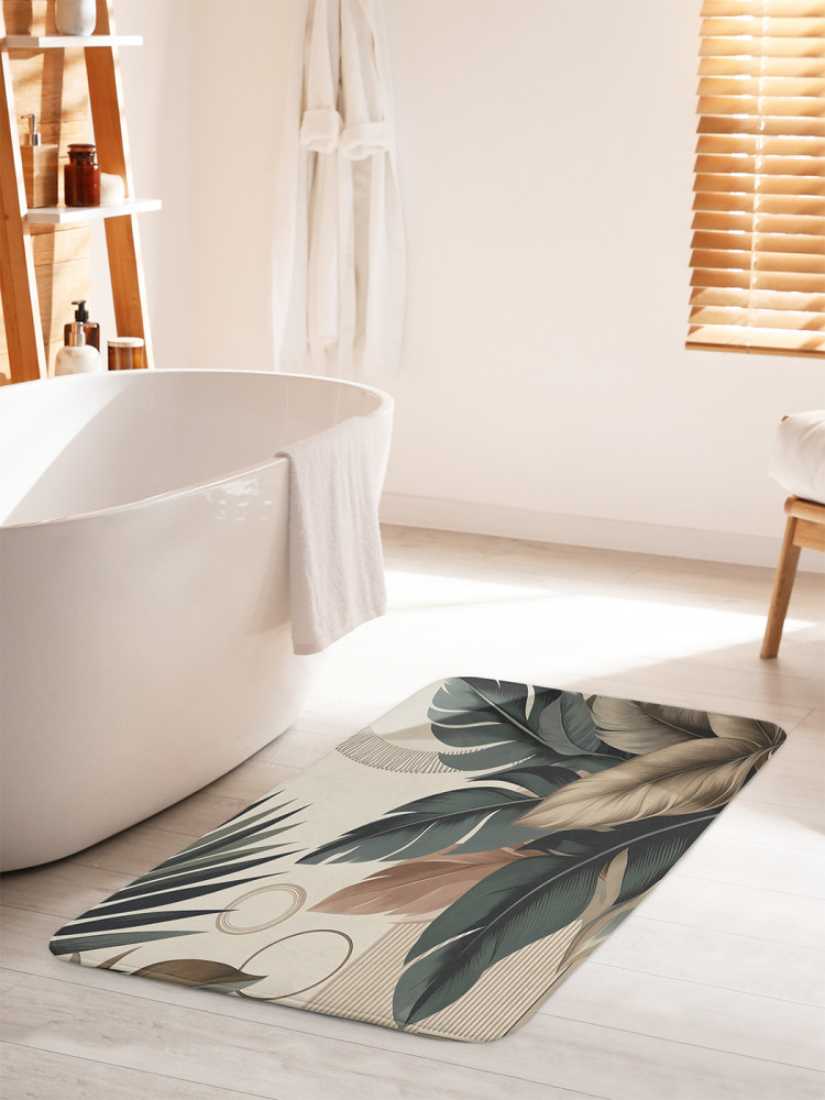Коврик для ванной комнаты и туалета противоскользящий «Банановые листья» | JoyArty