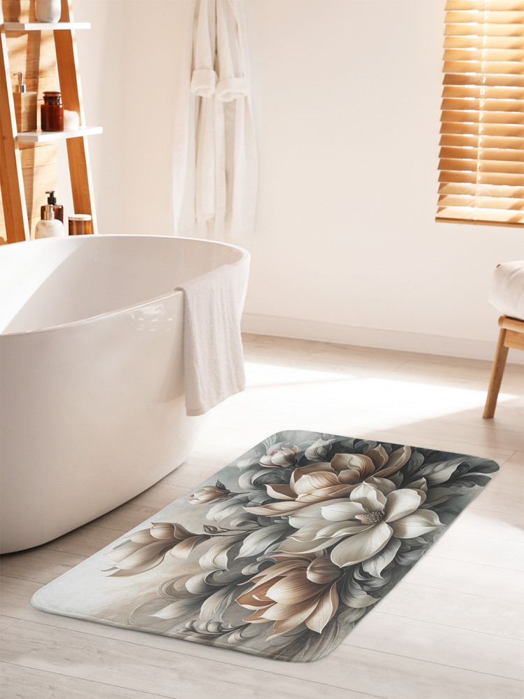 Коврик для ванной комнаты и туалета противоскользящий «Золотая магнолия» | JoyArty