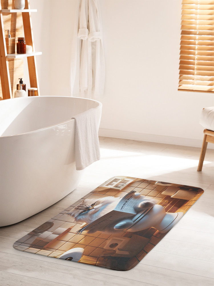 Коврик для ванной комнаты и туалета противоскользящий «Кот отдыхает» | JoyArty