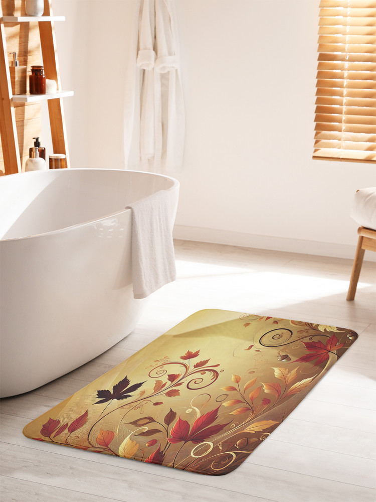 Коврик для ванной комнаты и туалета противоскользящий «Листья на ветру» | JoyArty