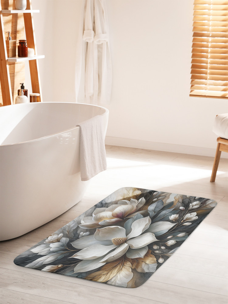 Коврик для ванной комнаты и туалета противоскользящий «Нежность цветов» | JoyArty