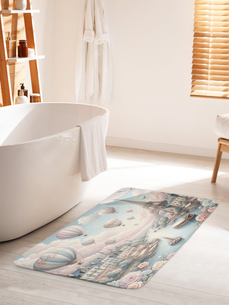 Коврик для ванной комнаты и туалета противоскользящий «Нежный Париж» | JoyArty