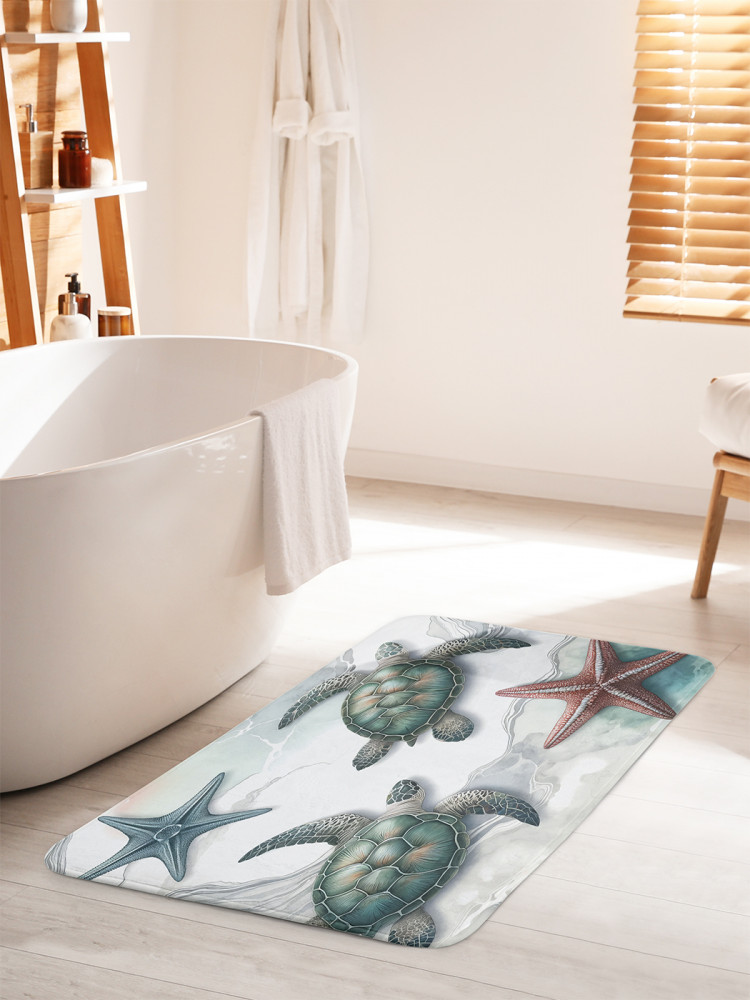 Коврик для ванной комнаты и туалета противоскользящий «Черепахи мраморные» | JoyArty