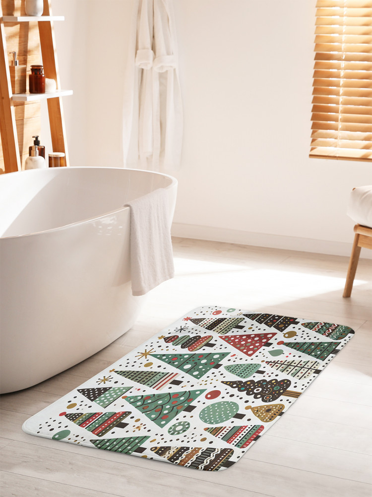Коврик для ванной комнаты и туалета противоскользящий «Ярмарка елок» | JoyArty