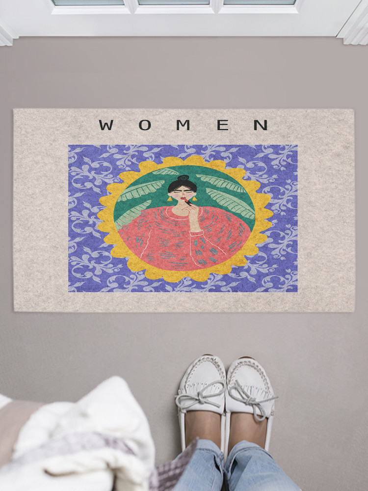 Коврик придверный «Девушка с помадой» | JoyArty