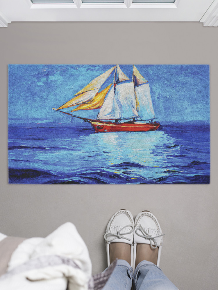 Коврик придверный «Корабль в море» | JoyArty