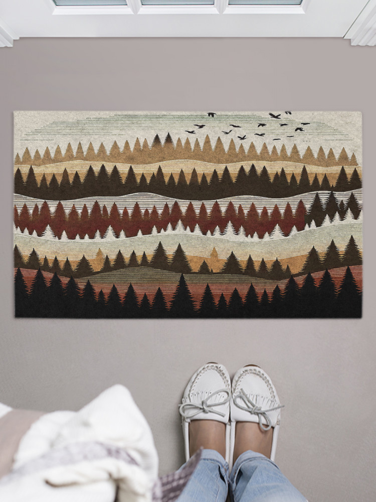 Коврик придверный «Лес на холмах» | JoyArty