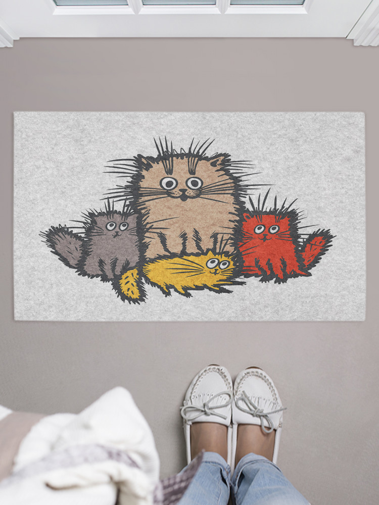 Коврик придверный «Озорные коты» | JoyArty