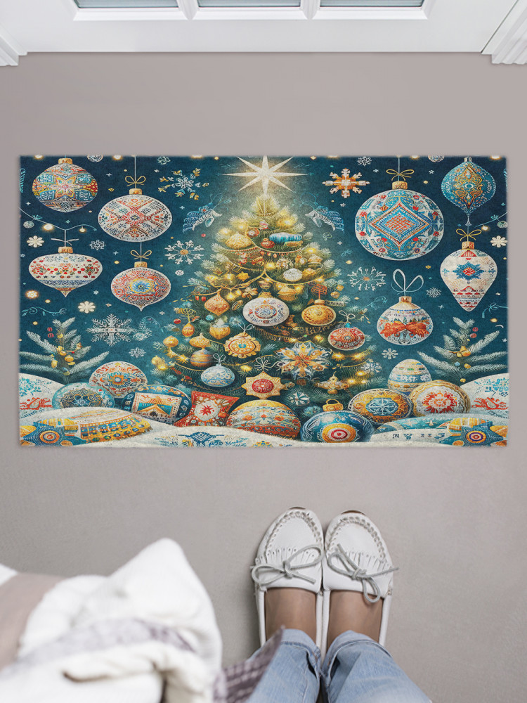 Коврик придверный «Праздничная елка» | JoyArty