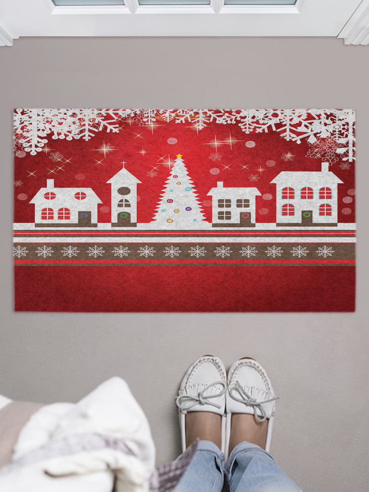 Коврик придверный «Рождественский город» | JoyArty