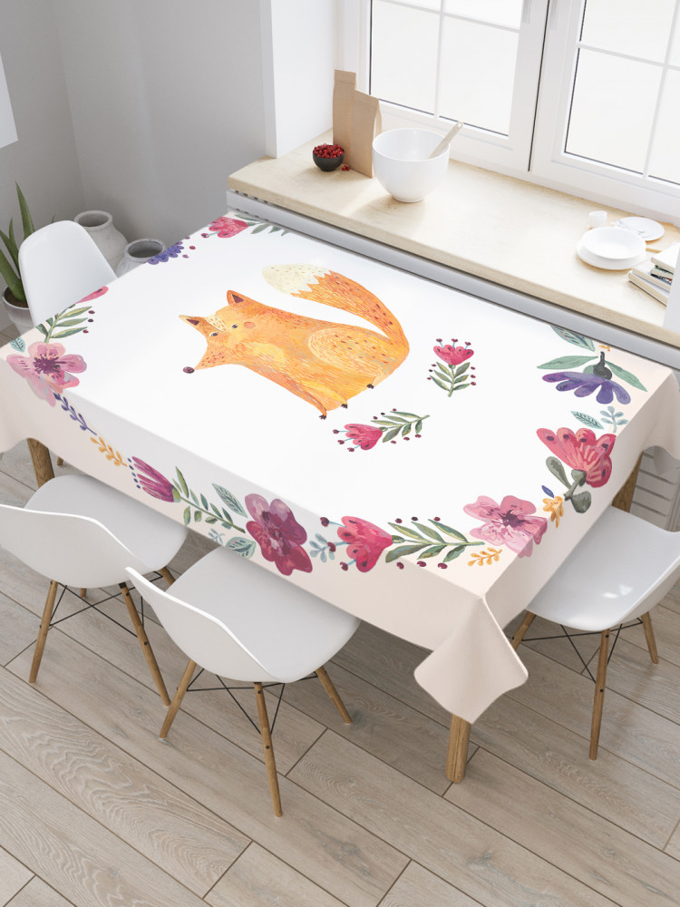 Скатерть водоотталкивающая «Акварельная лиса» | JoyArty