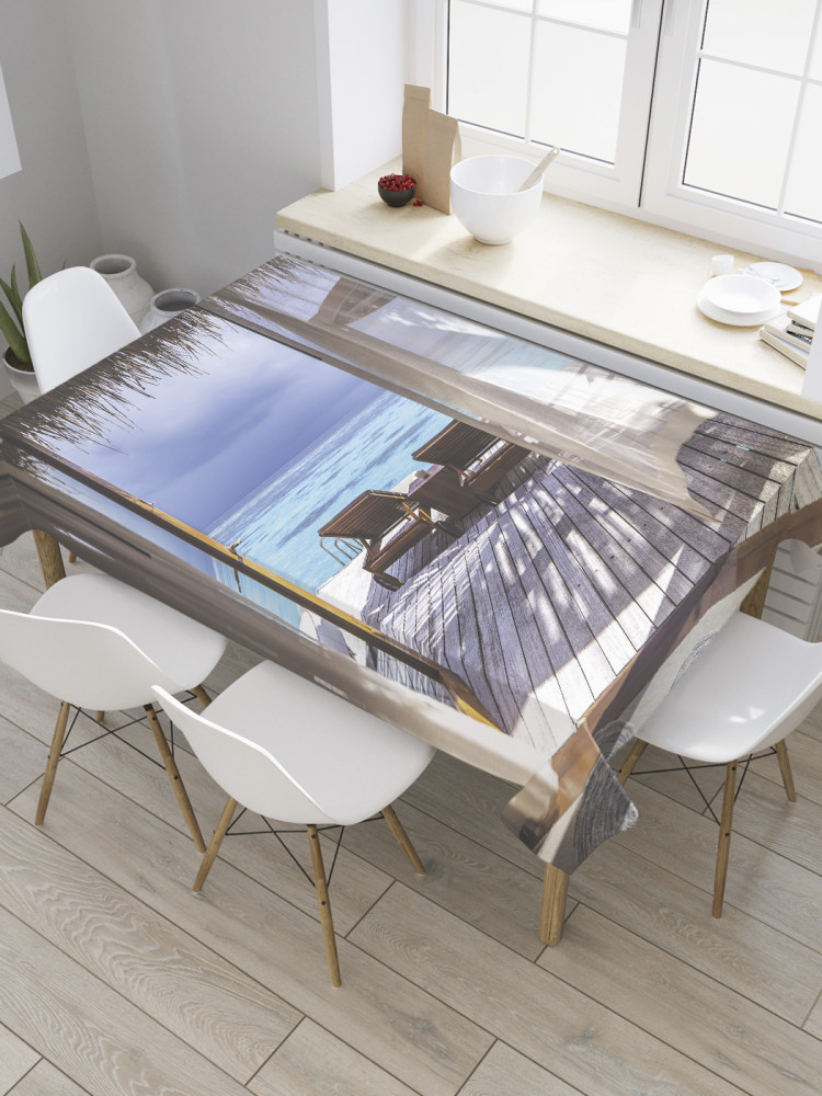 Скатерть водоотталкивающая «Бунгало у моря» | JoyArty