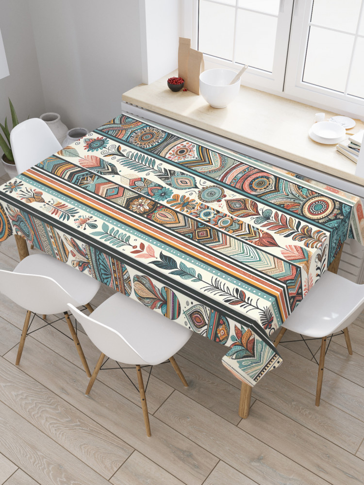 Скатерть водоотталкивающая «Интересные узоры» | JoyArty