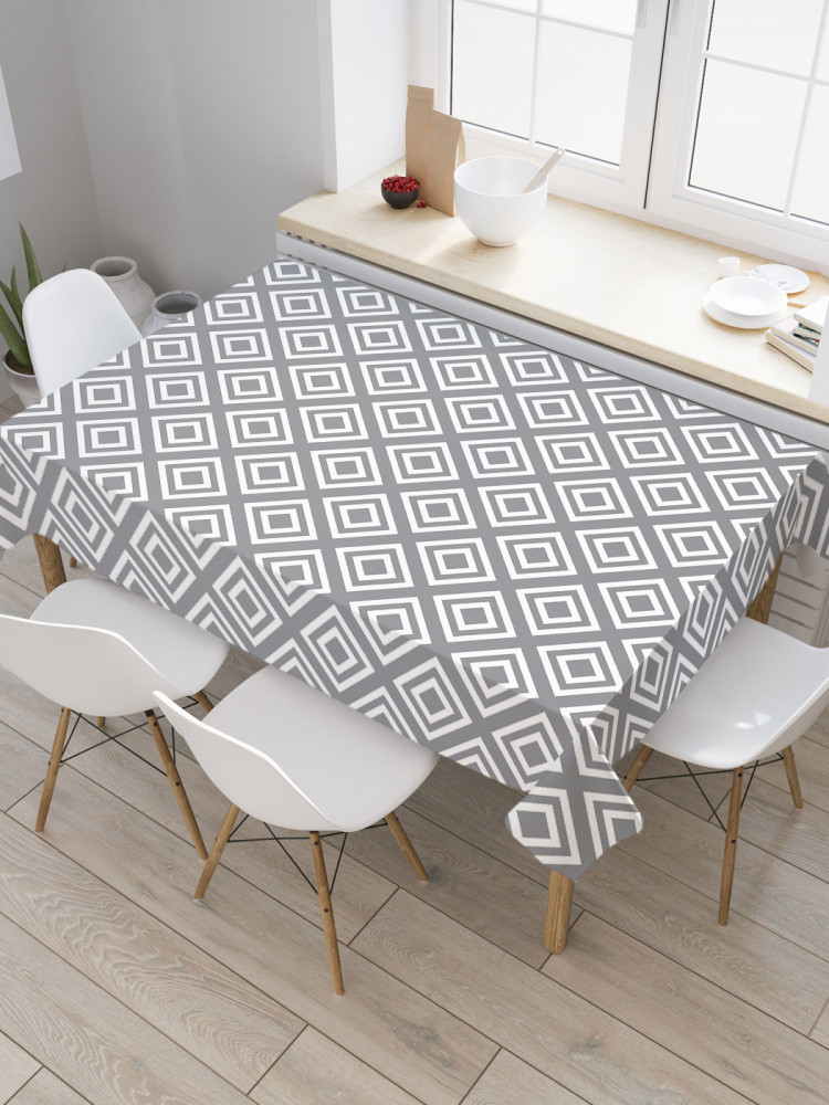 Скатерть водоотталкивающая «Квадратная серость» | JoyArty