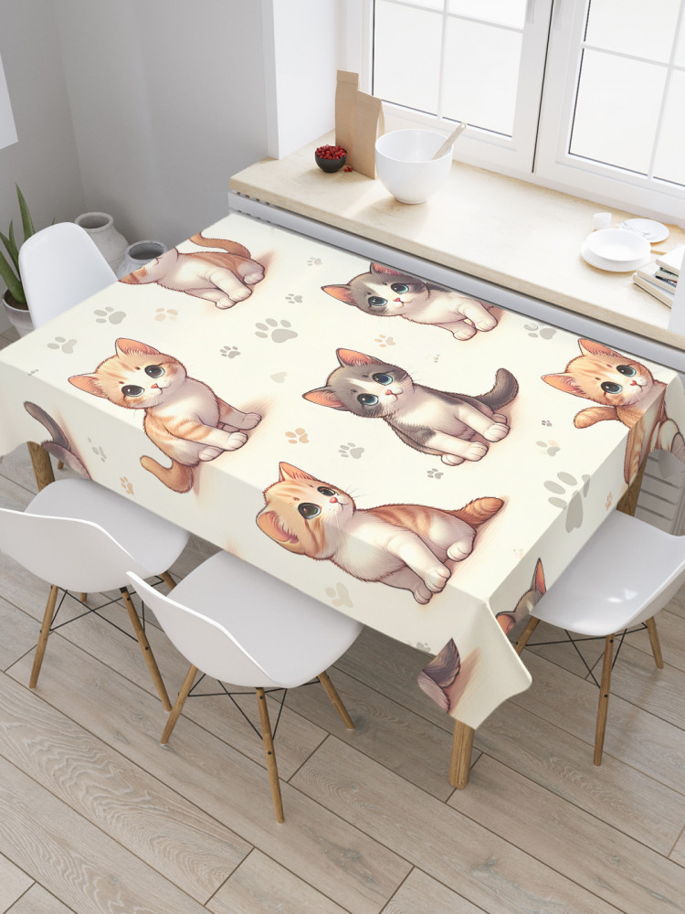 Скатерть водоотталкивающая «Котята с лапками» | JoyArty