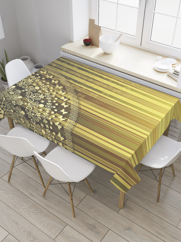 Скатерть водоотталкивающая «Круглый ажур в углу» | JoyArty