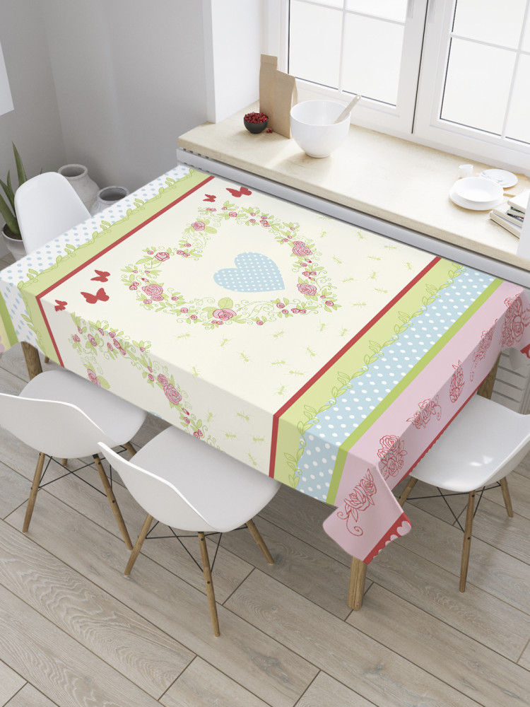 Скатерть водоотталкивающая «Орнамент с сердцами» | JoyArty