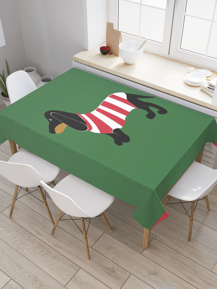 Скатерть «Такса в полосатой футболке» | JoyArty
