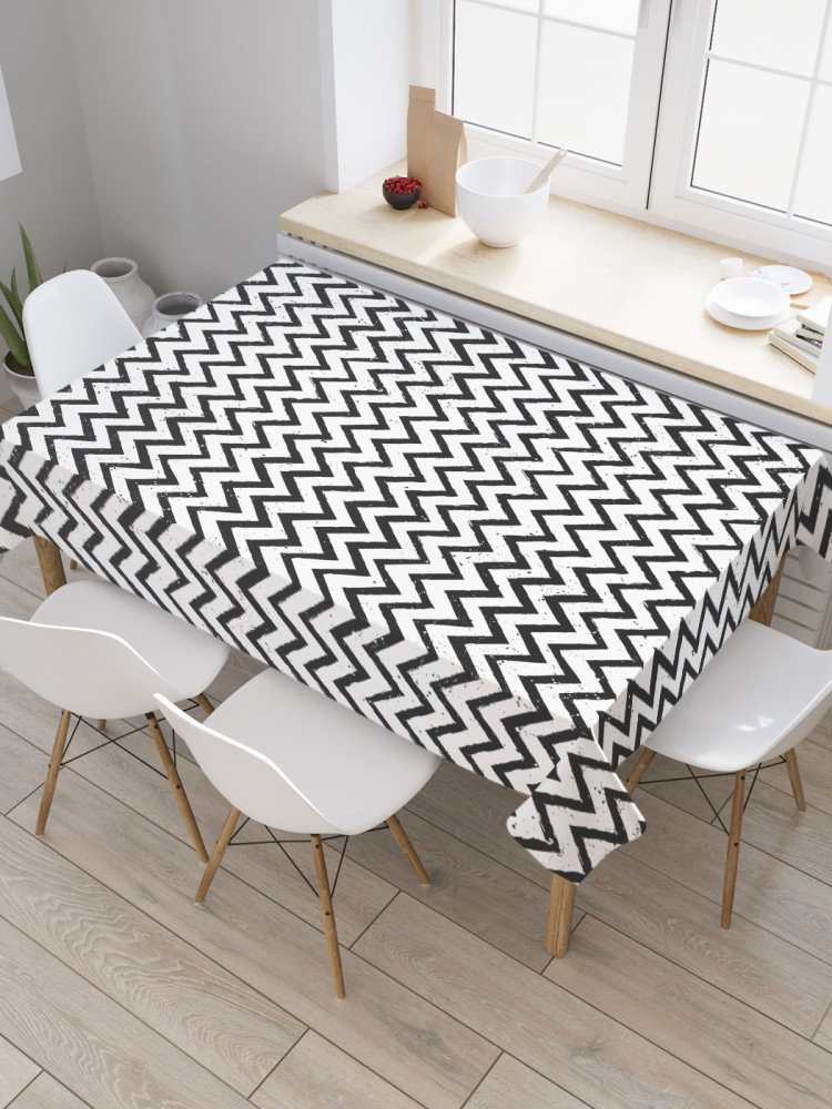 Скатерть «Черно-белые зигзаги» | JoyArty