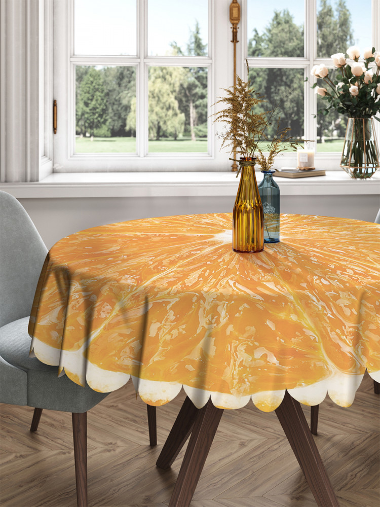 Скатерть на круглый стол «Апельсин в разрезе» | JoyArty