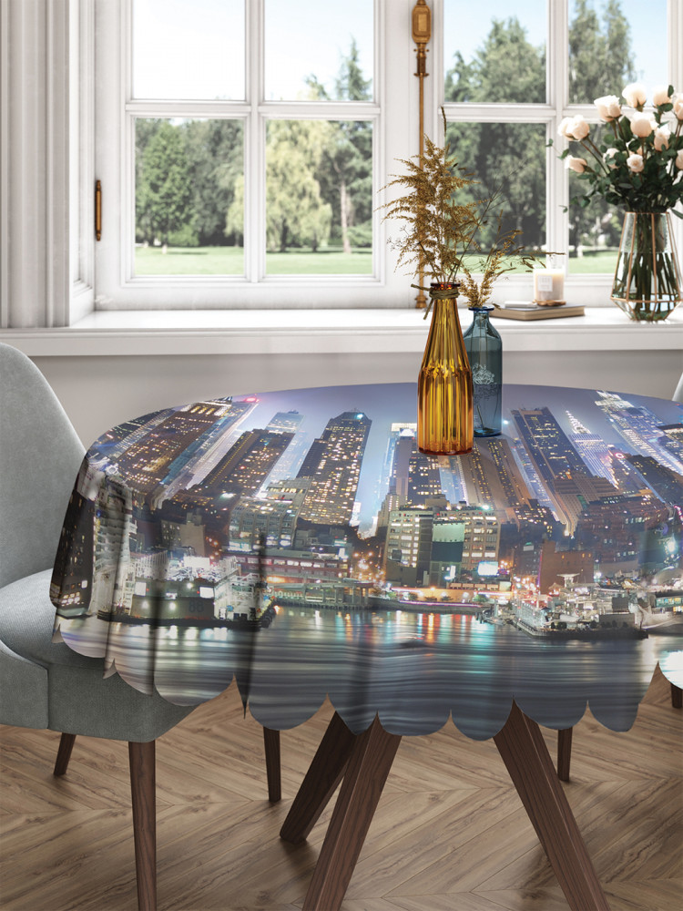 Скатерть на круглый стол «Город современности» | JoyArty