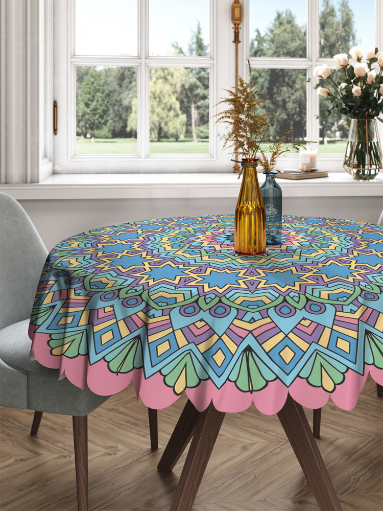 Скатерть на круглый стол «Круглый геометрический орнамент» | JoyArty